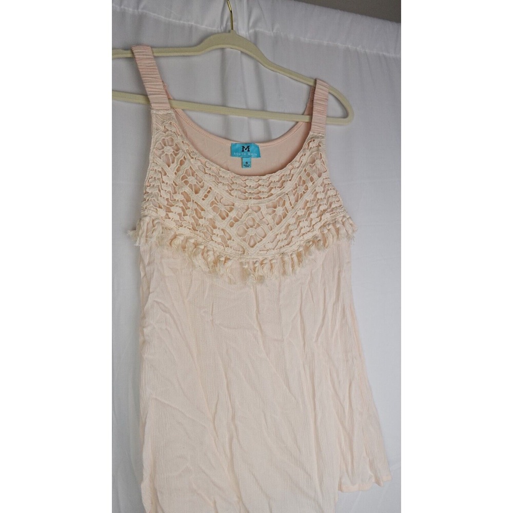 SOUTH‎ MAIN Pale Pink Lace Crochet Collar Detail Tank Top Size Small